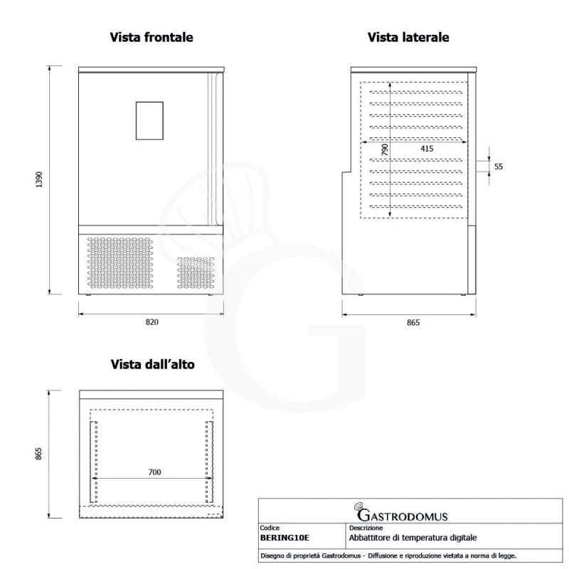 Abbattitore Digitale In Acciaio Inox Trifase Display Touch Screen 10 Teglie/griglie GN 1/1 O 600x400 Mm,-18°/+3°C,ruote Montate 11 Abbattitore Digitale In Acciaio Inox Trifase Display Touch Screen 10 Teglie/griglie GN 1/1 O 600x400 Mm,-18°/+3°C,ruote Montate - immagine 9