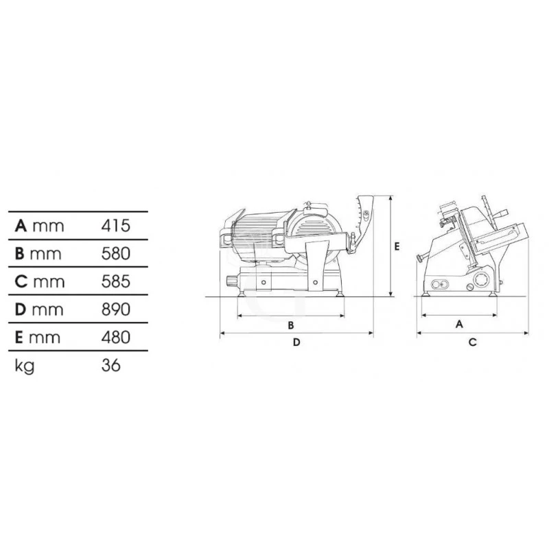 Affettatrice A Gravità In Alluminio, Lama Diametro 350 Mm, Affilatoio Fisso, Carrello Smontabile, Motore 0,5 Hp 4 Affettatrice A Gravità In Alluminio, Lama Diametro 350 Mm, Affilatoio Fisso, Carrello Smontabile, Motore 0,5 Hp - immagine 2