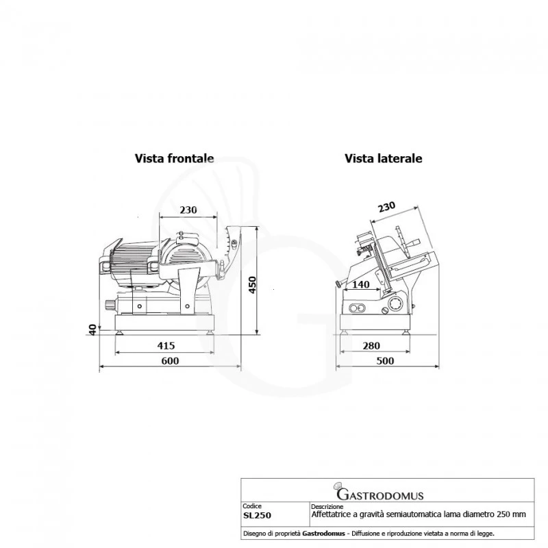 Affettatrice A Gravità Semiautomatica In Acciaio Inox Anodizzato Lama Diametro 250 Mm - Monofase 6 Affettatrice A Gravità Semiautomatica In Acciaio Inox Anodizzato Lama Diametro 250 Mm - Monofase - immagine 4