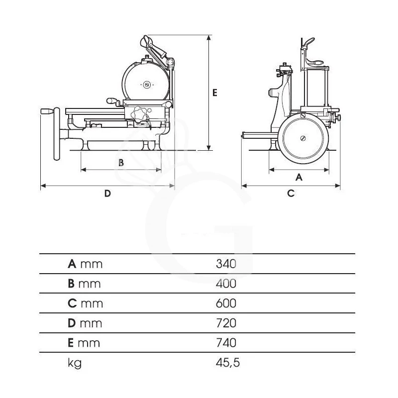 Affettatrice A Volano In Alluminio Con Verniciatura A Fuoco, Lama Diametro 300 Mm, Taglio Utile L 230 X H 190 Mm 4 Affettatrice A Volano In Alluminio Con Verniciatura A Fuoco, Lama Diametro 300 Mm, Taglio Utile L 230 X H 190 Mm - immagine 2