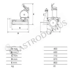 Affettatrice A Volano In Alluminio Con Verniciatura A Fuoco, Lama Diametro 370 Mm, Taglio Utile L 270 X H 250 Mm -Vendite Gastrodomus affettatrice a volano in alluminio con verniciatura a fuoco lama diametro 370 mm taglio utile l 270 x h 250 mm 2