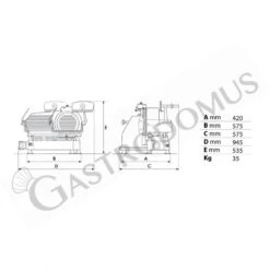 Vendite Gastrodomus -Vendite Gastrodomus affettatrice professionale verticale per taglio carne in alluminio lama diametro 300 mm carrello smontabile 1