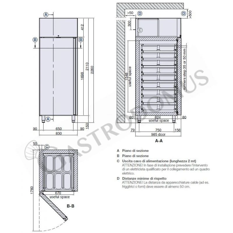 Armadio Freezer Per Gelateria -18°C/-25°C 900 LT Classe Energetica B 7 Armadio Freezer Per Gelateria -18°C/-25°C 900 LT Classe Energetica B - immagine 5