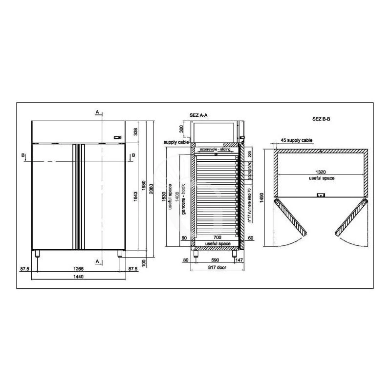 Armadio Refrigerato Ventilato Per Carne 2 Porte -2°C/+10°C 1400 LT Classe Energetica C 11 Armadio Refrigerato Ventilato Per Carne 2 Porte -2°C/+10°C 1400 LT Classe Energetica C - immagine 9