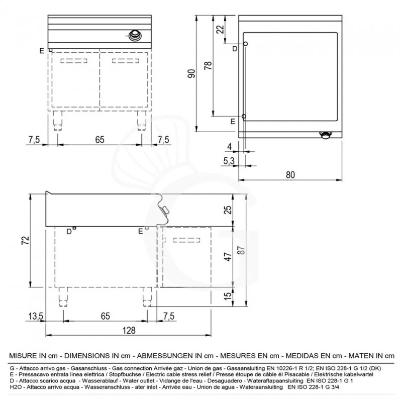 Bagnomaria Elettrico Su Armadio Aperto Predisposto Per Bacinelle GN H 150 Mm L 800 Mm X P 900 Mm 4 Bagnomaria Elettrico Su Armadio Aperto Predisposto Per Bacinelle GN H 150 Mm L 800 Mm X P 900 Mm - immagine 2