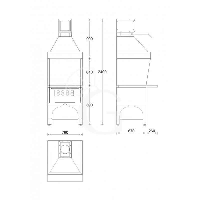 Barbecue Modulare Singolo Alimentato A Carbone Vegetale Lunghezza 790 Mm 5 Barbecue Modulare Singolo Alimentato A Carbone Vegetale Lunghezza 790 Mm - immagine 3