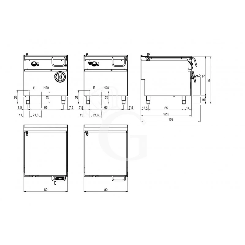 Brasiera Elettrica Ribaltamento Manuale Capacità 80 LT L 800 Mm X P 900 Mm X H 870 Mm 4 Brasiera Elettrica Ribaltamento Manuale Capacità 80 LT L 800 Mm X P 900 Mm X H 870 Mm - immagine 2