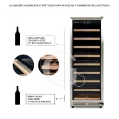 Cantina Vino Ventilata Porta Inox 288 LT 9 Ripiani 97 Bottiglie +5°C/+22°C 21 Cantina Vino Ventilata Porta Inox 288 LT 9 Ripiani 97 Bottiglie +5°C/+22°C -Vendite Gastrodomus cantina vino da incasso ventilata porta inox 288 lt 9 ripiani 97 bottiglie 5c22c 9