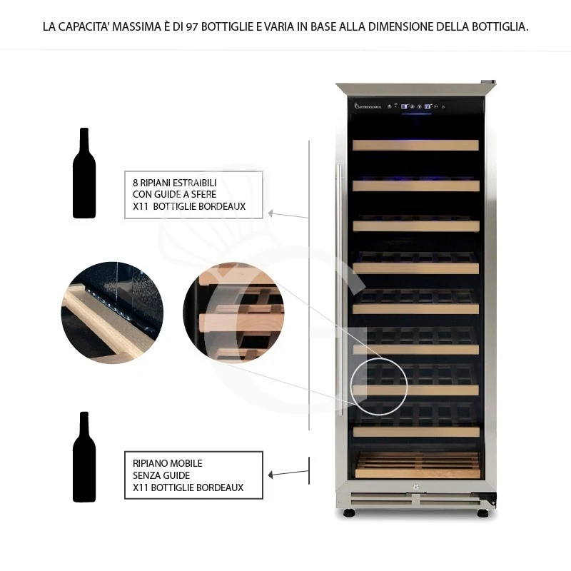 Cantina Vino Ventilata Porta Inox 288 LT 9 Ripiani 97 Bottiglie +5°C/+22°C 12 Cantina Vino Ventilata Porta Inox 288 LT 9 Ripiani 97 Bottiglie +5°C/+22°C - immagine 10