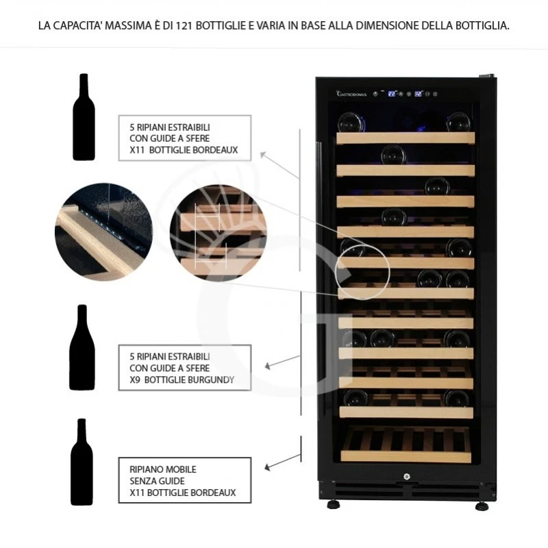 Cantina Vino Ventilata 280 LT 11 Ripiani 121 Bottiglie +5°C/+22°C 13 Cantina Vino Ventilata 280 LT 11 Ripiani 121 Bottiglie +5°C/+22°C - immagine 11