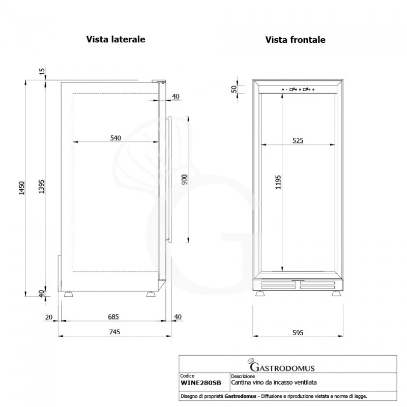 Cantina Vino Ventilata 280 LT 11 Ripiani 121 Bottiglie +5°C/+22°C 11 Cantina Vino Ventilata 280 LT 11 Ripiani 121 Bottiglie +5°C/+22°C - immagine 9