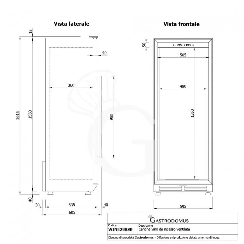 Cantina Vino Ventilata 288 LT 13 Ripiani Capacità 81 Bottiglie +5°C/+12°C 12 Cantina Vino Ventilata 288 LT 13 Ripiani Capacità 81 Bottiglie +5°C/+12°C - immagine 10