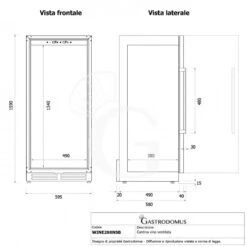Cantina Vino Ventilata 288 LT 9 Ripiani 67 Bottiglie +5°C/+22°C -Vendite Gastrodomus cantina vino ventilata 288 lt 9 ripiani 67 bottiglie 5c22c 17