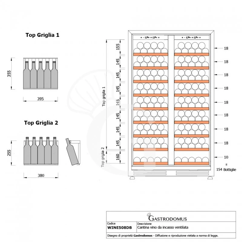 Cantina Vino Ventilata Doppia Temperatura 480 LT 18 Ripiani 154 Bottiglie +5°C/+22°C 12 Cantina Vino Ventilata Doppia Temperatura 480 LT 18 Ripiani 154 Bottiglie +5°C/+22°C - immagine 10