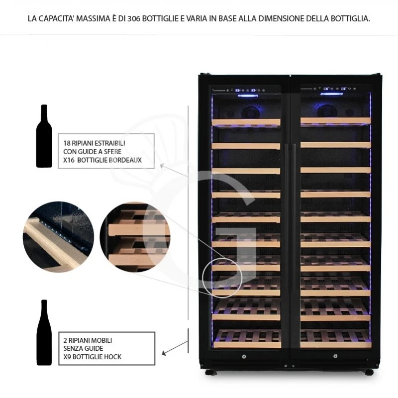 Cantina Vino Ventilata Doppia Temperatura 800 LT 20 Ripiani 306 Bottiglie +5°C/+22°C 13 Cantina Vino Ventilata Doppia Temperatura 800 LT 20 Ripiani 306 Bottiglie +5°C/+22°C - immagine 11