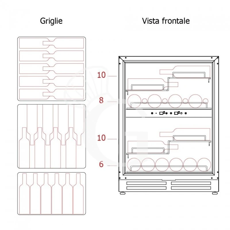 Cantina Vino Ventilata Doppia Temperatura Porta Inox 150 LT 4 Ripiani 34 Bottiglie +5°C/+12°C - +12°C/+22°C 9 Cantina Vino Ventilata Doppia Temperatura Porta Inox 150 LT 4 Ripiani 34 Bottiglie +5°C/+12°C - +12°C/+22°C - immagine 7