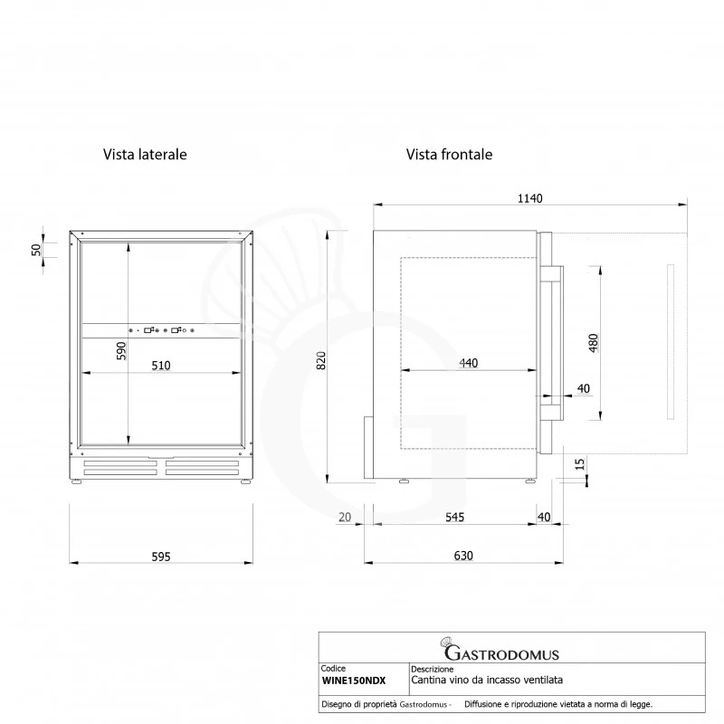 Cantina Vino Ventilata Doppia Temperatura Porta Inox 150 LT 4 Ripiani 34 Bottiglie +5°C/+12°C - +12°C/+22°C 10 Cantina Vino Ventilata Doppia Temperatura Porta Inox 150 LT 4 Ripiani 34 Bottiglie +5°C/+12°C - +12°C/+22°C - immagine 8