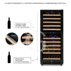 Cantina Vino Ventilata Doppia Temperatura Porta Inox 280 LT 11 Ripiani 121 Bottiglie +5°C/+22°C -Vendite Gastrodomus cantina vino ventilata doppia temperatura porta inox 280 lt 11 ripiani 121 bottiglie 5c22c 10