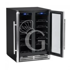Cantina Vino Ventilata Doppia Temperatura Porte Inox 120 LT 12 Ripiani 34 Bottiglie +5°C/+12°C - +12°C/+22°C -Vendite Gastrodomus cantina vino ventilata doppia temperatura porte inox 120 lt 12 ripiani 34 bottiglie 5c12c 12c22c 2