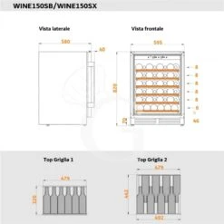Cantina Vino Ventilata Porta Inox 150 LT 6 Ripiani Capacità 46 Bottiglie +5°C/+22°C -Vendite Gastrodomus cantina vino ventilata porta inox 150 lt 6 ripiani capacita 46 bottiglie 5c22c 7