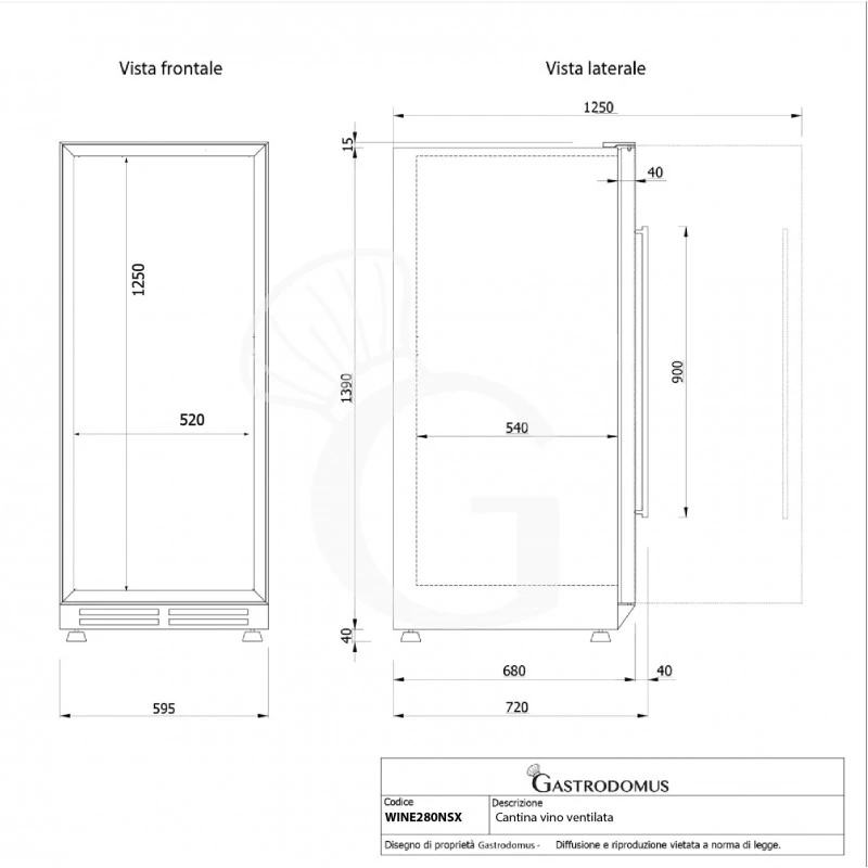Cantina Vino Ventilata Porta Inox 280 LT 8 Ripiani 89 Bottiglie +5°C/+22°C 12 Cantina Vino Ventilata Porta Inox 280 LT 8 Ripiani 89 Bottiglie +5°C/+22°C - immagine 10