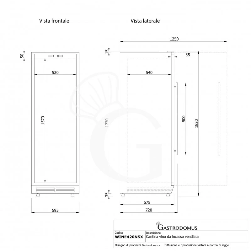 Cantina Vino Ventilata Porta Inox 420 LT 10 Ripiani 119 Bottiglie +5°C/+22°C 13 Cantina Vino Ventilata Porta Inox 420 LT 10 Ripiani 119 Bottiglie +5°C/+22°C - immagine 11