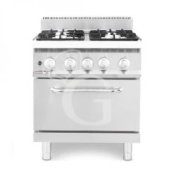 Cucina Professionale A Gas 4 Fuochi Forno A Gas Statico Profondità 700 Mm
