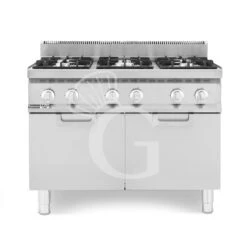 Cucina Professionale A Gas 6 Fuochi Armadio Chiuso Profondità 700 Mm