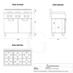 Cucina Professionale A Gas 6 Fuochi Armadio Chiuso Profondità 700 Mm -Vendite Gastrodomus cucina professionale a gas 6 fuochi armadio chiuso profondita 700 mm 4