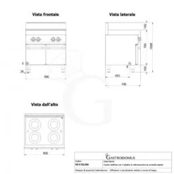Cucina Professionale Elettrica 4 Piastre In Vetroceramica, Profondità 700 Mm -Vendite Gastrodomus cucina professionale elettrica 4 piastre in vetroceramica profondita 700 mm con porte montate 2