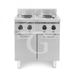 Cucina Professionale Elettrica 4 Piastre Su Armadio Chiuso Profondità 700 Mm