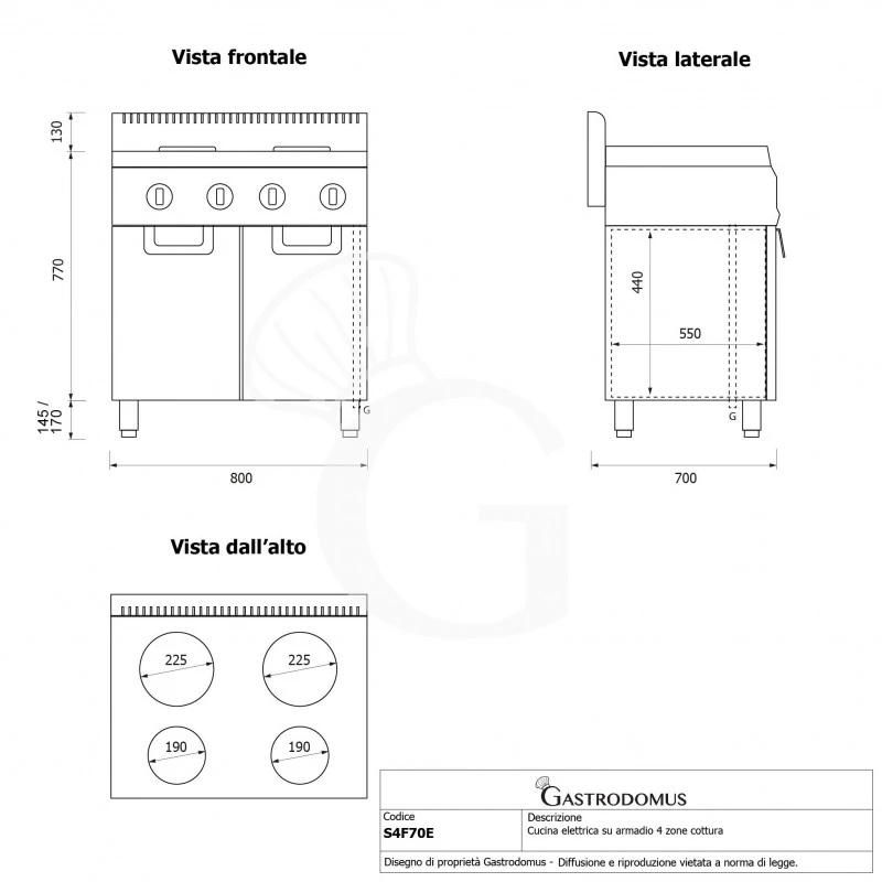 Cucina Professionale Elettrica 4 Piastre Su Armadio Chiuso Profondità 700 Mm 7 Cucina Professionale Elettrica 4 Piastre Su Armadio Chiuso Profondità 700 Mm - immagine 5