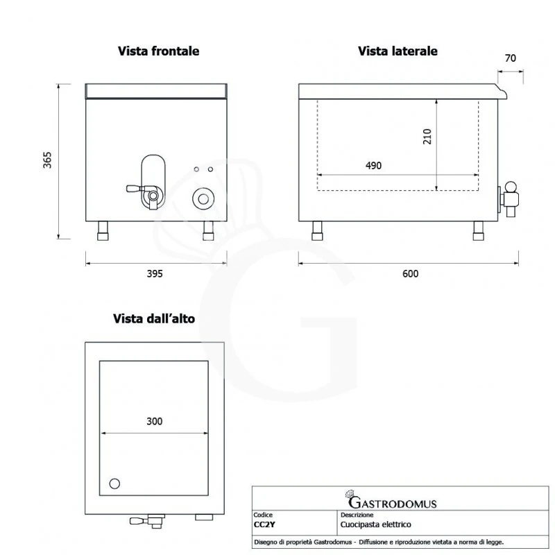 Bollitore Pasta Elettrico Da Banco 1 Vasca L 400 Mm X P 680 Mm X H 370 Mm 20 LT 4500 W 9 Bollitore Pasta Elettrico Da Banco 1 Vasca L 400 Mm X P 680 Mm X H 370 Mm 20 LT 4500 W - immagine 7