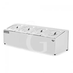 Espositore In Acciaio Inox Predisposto Per 4 Bacinelle GN1/6 - Dimensioni L 665 Mm X P 225 Mm X H 200 Mm -Vendite Gastrodomus espositore in acciaio inox predisposto per 4 bacinelle gn16 dimensioni l 665 mm x p 225 mm x h 200 mm 2