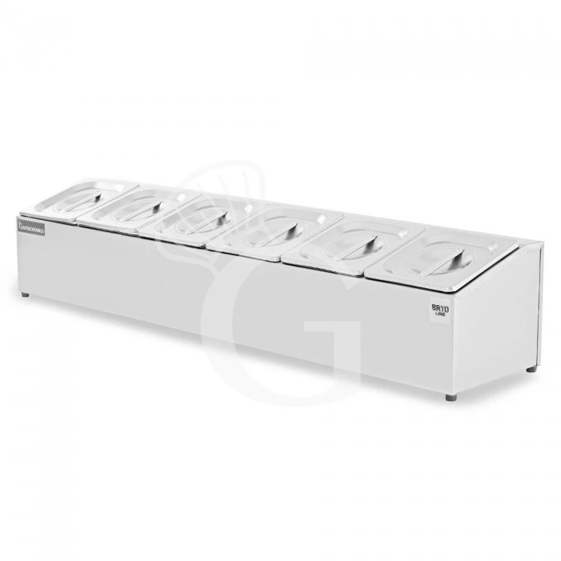 Espositore In Acciaio Inox Predisposto Per 6 Bacinelle GN1/6 - Dimensioni L 995 Mm X P 225 Mm X H 200 Mm 5 Espositore In Acciaio Inox Predisposto Per 6 Bacinelle GN1/6 - Dimensioni L 995 Mm X P 225 Mm X H 200 Mm - immagine 3