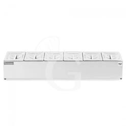 Espositore In Acciaio Inox Predisposto Per 6 Bacinelle GN1/6 - Dimensioni L 995 Mm X P 225 Mm X H 200 Mm