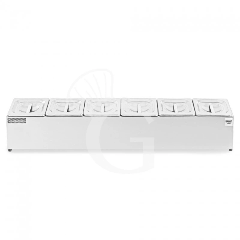 Espositore In Acciaio Inox Predisposto Per 6 Bacinelle GN1/6 - Dimensioni L 995 Mm X P 225 Mm X H 200 Mm 3 Espositore In Acciaio Inox Predisposto Per 6 Bacinelle GN1/6 - Dimensioni L 995 Mm X P 225 Mm X H 200 Mm