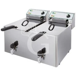 Friggitrice Elettrica Da Banco 2 Vasche 12 LT + 12 LT Potenza 6 + 6 KW Trifase
