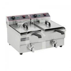 Friggitrice Elettrica Da Banco Con Rubinetto 2 Vasche Capacità 13+13 LT Potenza 4+4 KW Monofase -Vendite Gastrodomus friggitrice elettrica da banco con 2 vasche capacita 1313 lt 44 kw monofase con rubinetto 2