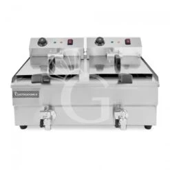 Friggitrice Elettrica Da Banco Con Rubinetto 2 Vasche Capacità 13+13 LT Potenza 4+4 KW Monofase