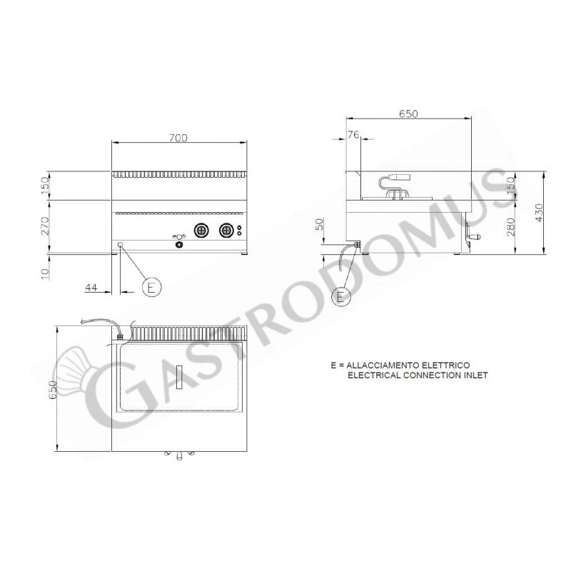 Friggitrice Elettrica Per Pasticceria Da Banco 1 Vasca 21 LT L 700 Mm X P 650 Mm X H 285 Mm 4 Friggitrice Elettrica Per Pasticceria Da Banco 1 Vasca 21 LT L 700 Mm X P 650 Mm X H 285 Mm - immagine 2