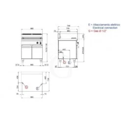 Friggitrice Elettronica A Gas Per Pasticceria Su Mobile 1 Vasca 45 LT L 800 Mm X P 730 Mm X H 900 Mm -Vendite Gastrodomus friggitrice elettronica a gas per pasticceria su mobile con 1 vasca di capacita 45 litri 1