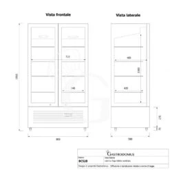 Frigo Bibite Ventilato 2 Porte Battenti Con Canopy 490 LT 0°C/+10°C Colore Nero -Vendite Gastrodomus frigo bibite ventilato 2 porte battenti con canopy 490 lt 0c10c colore nero 1