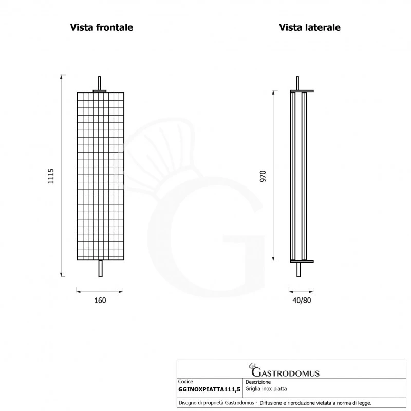 Griglia Inox Piatta Lunghezza 1115 Mm 4 Griglia Inox Piatta Lunghezza 1115 Mm - immagine 2