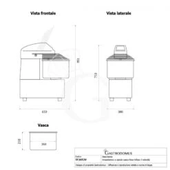 Impastatrice A Spirale Testa E Vasca Fisse Comandi Digitali - 22 LT - Trifase - 2 Velocità -Vendite Gastrodomus impastatrice a spirale testa e vasca fisse comandi digitali 22 lt trifase 2 velocita 7