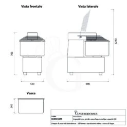 Impastatrice A Testa E Vasca Fisse - 50 LT - Monofase - 1 Velocità -Vendite Gastrodomus impastatrice a testa e vasca fisse 50 lt monofase 1 velocita 4