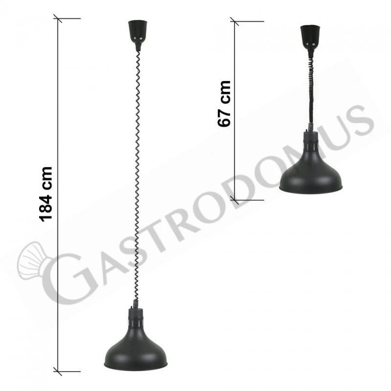 Lampada Riscaldante Color Nero Diametro 290 Mm Luce Bianca 4 Lampada Riscaldante Color Nero Diametro 290 Mm Luce Bianca - immagine 2