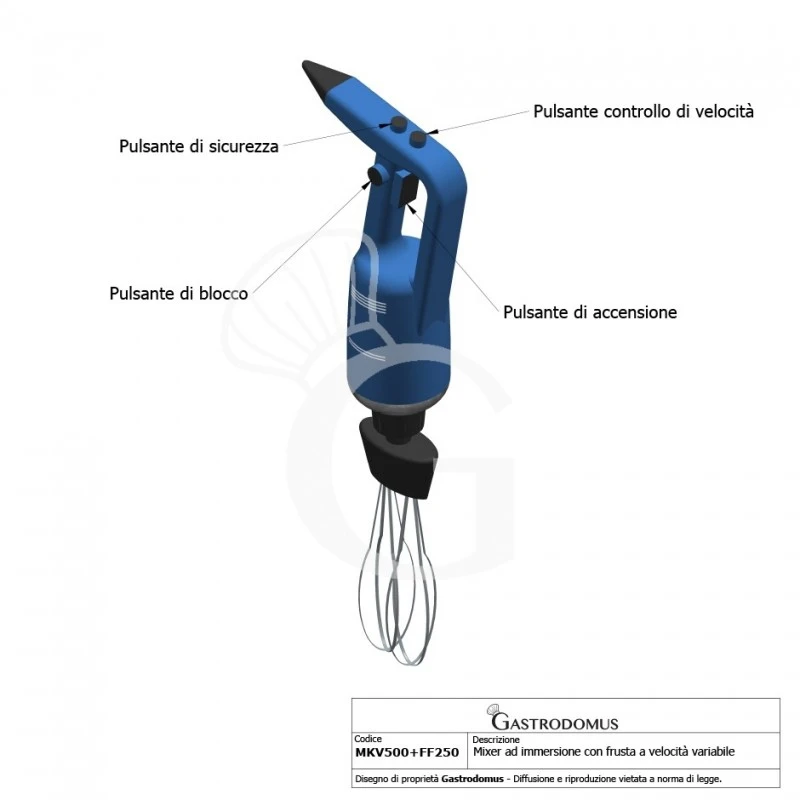 Mixer Ad Immersione Con Frusta Velocità Variabile 500 W - 2000/14000 Rpm 8 Mixer Ad Immersione Con Frusta Velocità Variabile 500 W - 2000/14000 Rpm - immagine 6