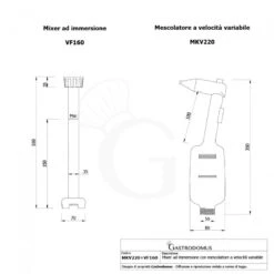 Mixer Ad Immersione Con Mescolatore Velocità Variabile 220 W - 2500 / 5000 Rpm -Vendite Gastrodomus mixer ad immersione con velocita variabile 220 w 2500 5000 rpm 5