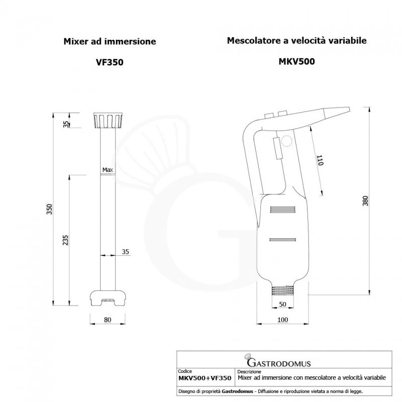 Mixer Ad Immersione Con Mescolatore Velocità Variabile 500 W - 2000/14000 Rpm 8 Mixer Ad Immersione Con Mescolatore Velocità Variabile 500 W - 2000/14000 Rpm - immagine 6